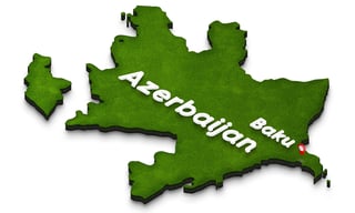 Azerbaijan’s green ground map on a white, solitary backdrop