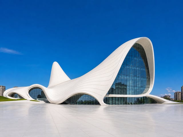Front View Of The Heyder Aliyev Centre