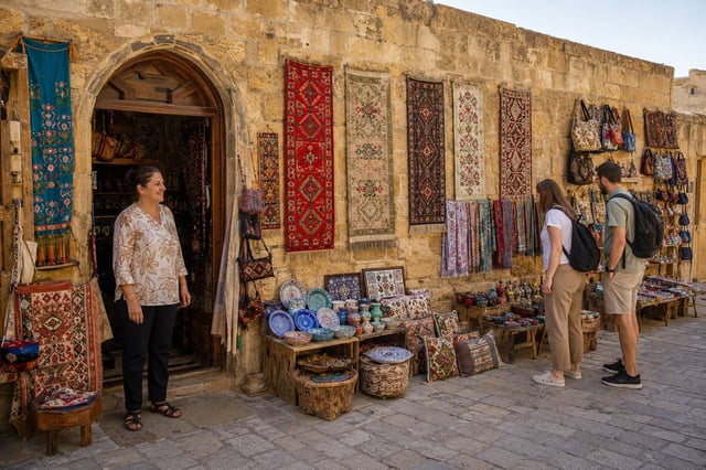 Tourists In Baku Old City