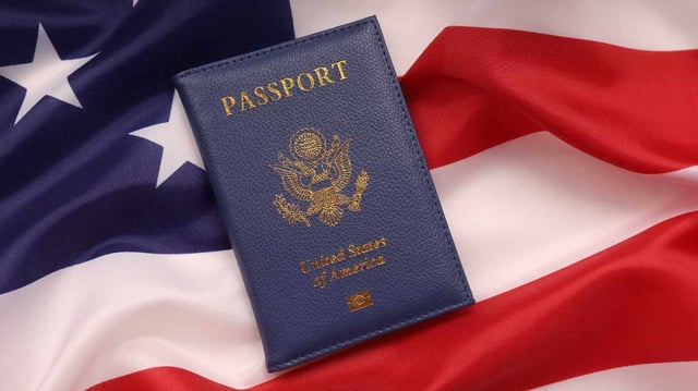 Us Passport On The American Flag